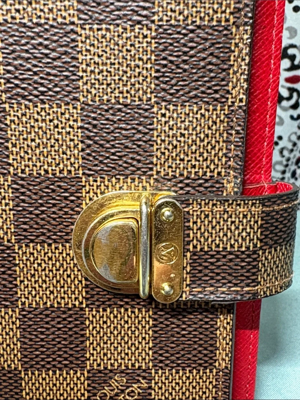 Louis Vuitton Damier Ebene Koala Agenda PM - Red Cross Grain Leather